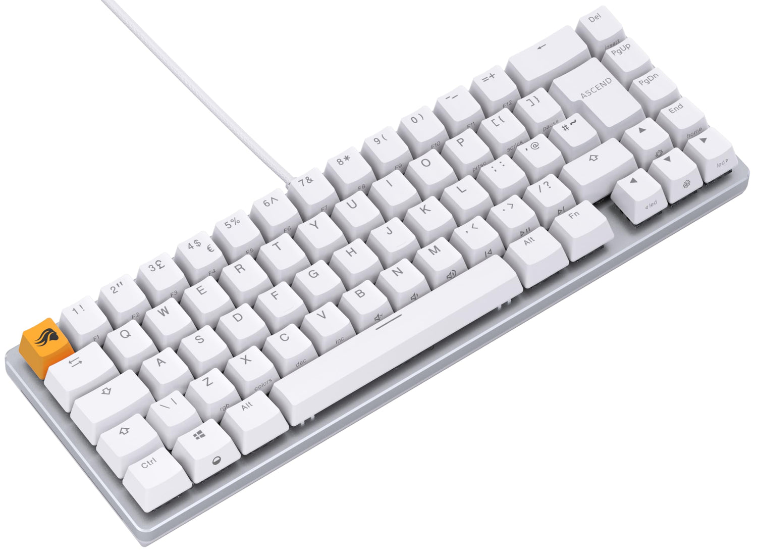 Glorious Gaming GMMK 2 Compact 65% - Teclado gaming mecánico, compacto TKL 65%, carcasa de aluminio, personalizable, keycaps dobles, switches Fox, RGB, distribuciones QWERTY inglés - Blanco