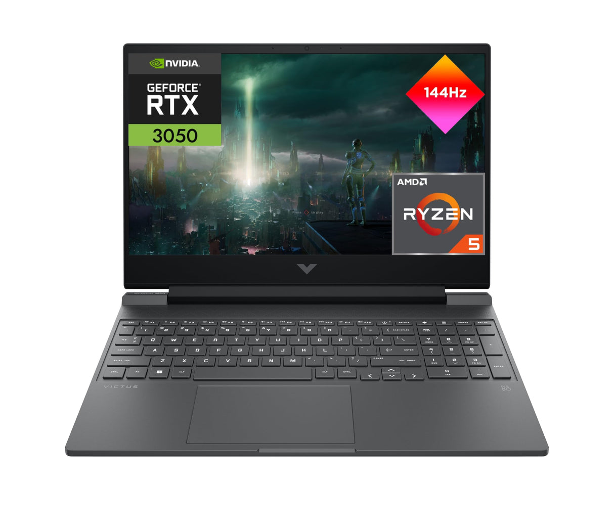 HP Victus 15-fb3021ns - Ordenador portátil Gaming de 15.6" FHD (AMD Ryzen 5-8645HS, 16GB RAM, 512GB SSD, NVIDIA GeForce RTX 3050, Sin Sistema Operativo) Gris - Teclado QWERTY Español