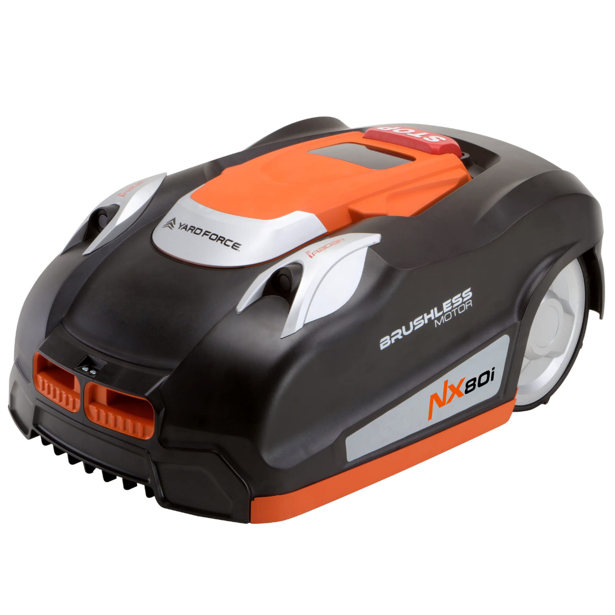 Yard Force Robot cortacésped NX80i (hasta 800 m², con conexión Wi-Fi, aplicación, Sensor ultrasónico iRadar, función de Corte de Bordes, Panel de Control LCD con Teclado numérico), negro/naranja