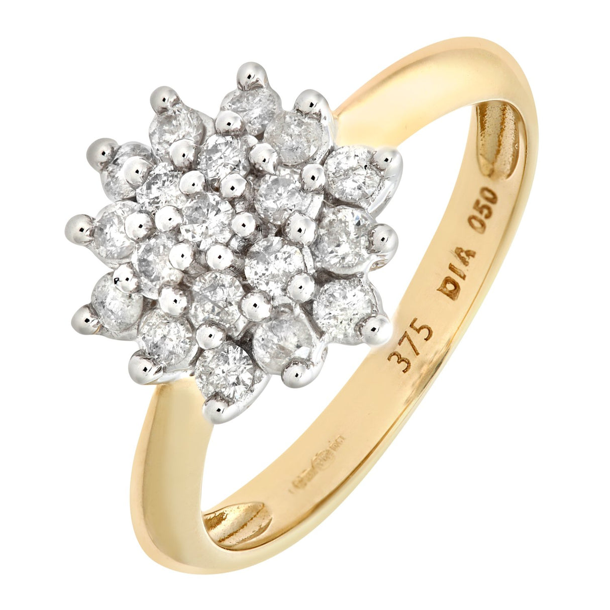 Naava Anillo para Mujer de Oro Amarillo 9K con Diamantes Talla 22