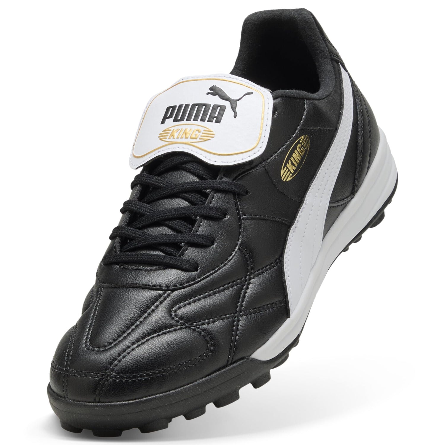 PUMA King Top TT, Zapatillas de fútbol Unisex Adulto, Negro Blanco Oro, 42 EU