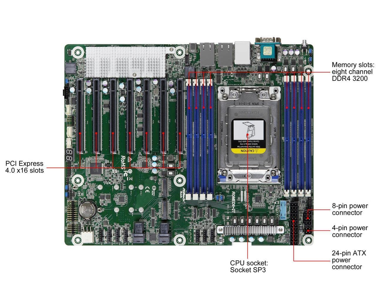 ASRock Rack ROMED8-2T - Placa Base - ATX - Socket SP3