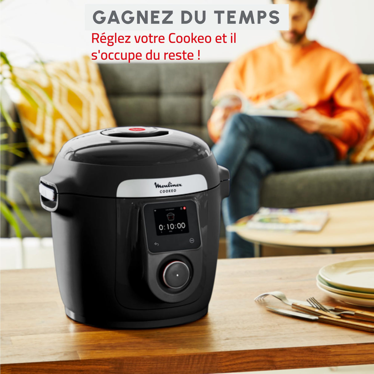 Moulinex Cookeo Wi-Fi 10-en-1, Multicocina, 10 modos de cocción, cocción a presión, pasos detallados, CE96G810, Negro
