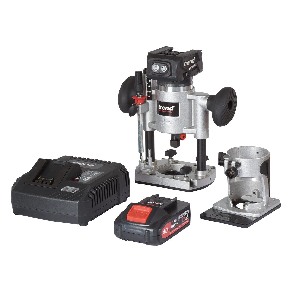 Trend Kit dde enrutador sin escobillas de T18S 18V (1 batería de 2 Ah y cargador rápido), T18S/R14K1/E