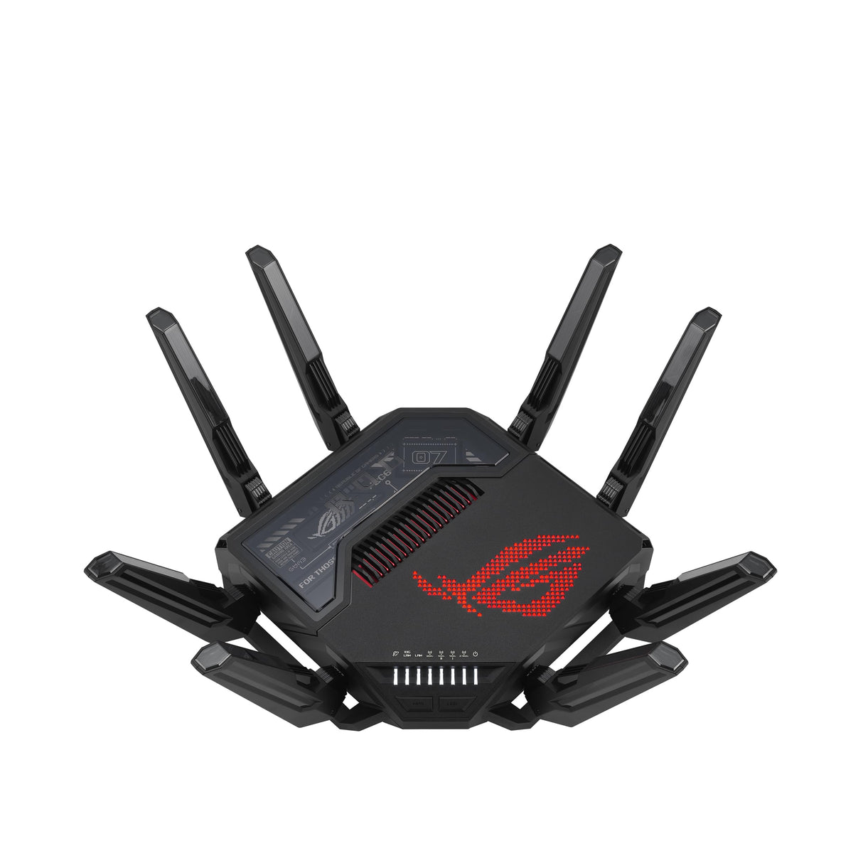 ASUS ROG Rapture GT-BE98 Router WiFi 7, cuatribanda, Banda de 320 MHz, 4096-QAM, Funcionamiento multienlace, Puertos 10G duales, WAN de Respaldo, Seguridad de Red, compatibilidad con AiMesh
