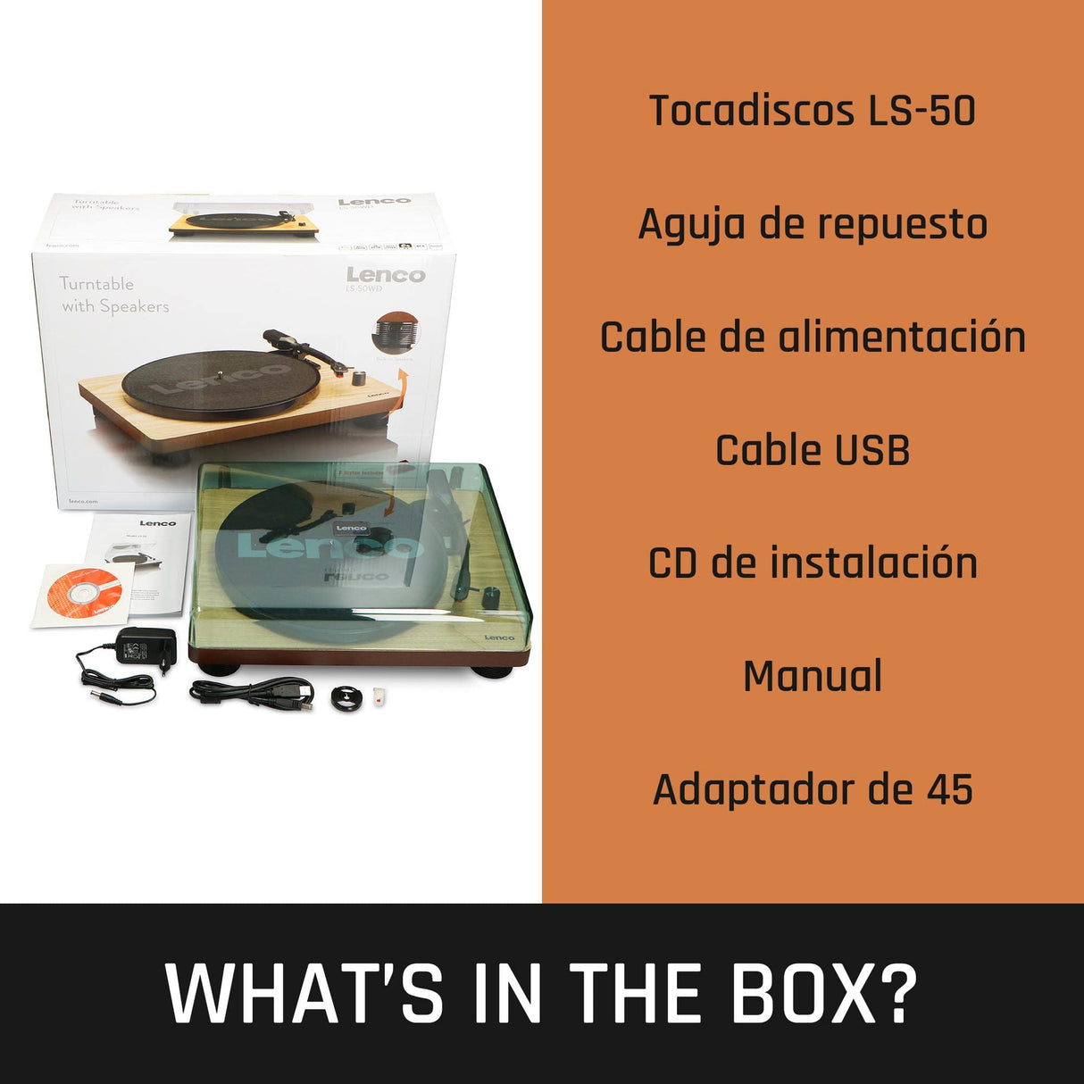 Lenco LS-50 Giradiscos con puerto USB, en carcasa de madera con altavoces integrados y amplificador integrado, 2 x 3 vatios
