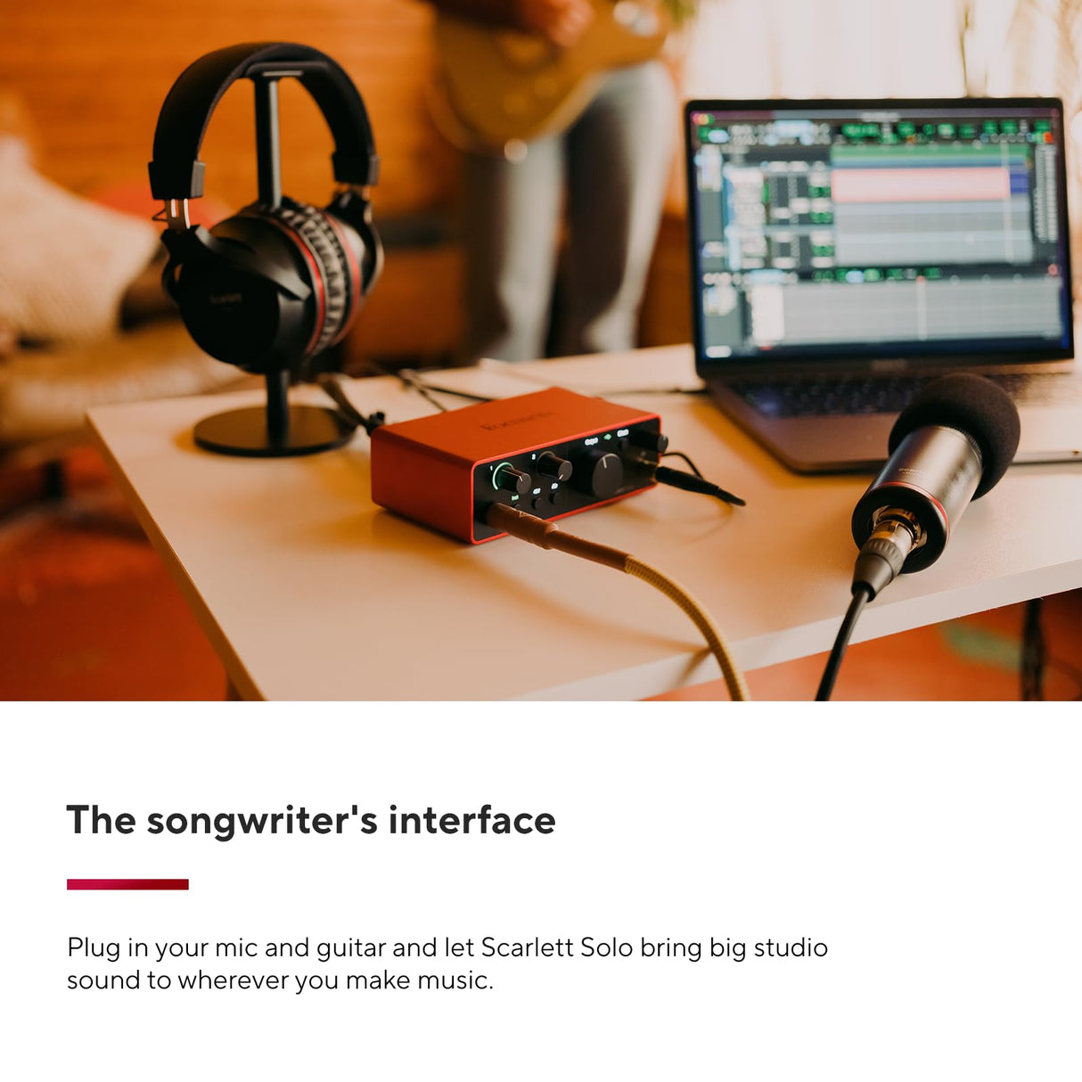 Focusrite Scarlett Solo 4.ª gen. interfaz de audio USB para guitarristas, cantantes o productores. Grabación con sonido de estudio y alta fidelidad y todo el software que necesitas