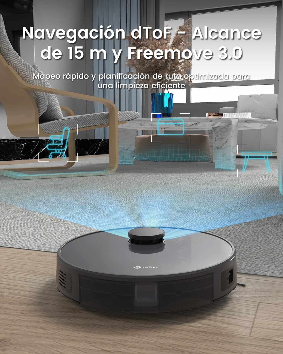 LEFANT M1 2 en 1 Robot Aspirador y Fregasuelos, 4000Pa, 200min Autonomía, Mapeo Multinivel, Zonas No-Go, Ideal para Pelo de Mascotas/Alfombras