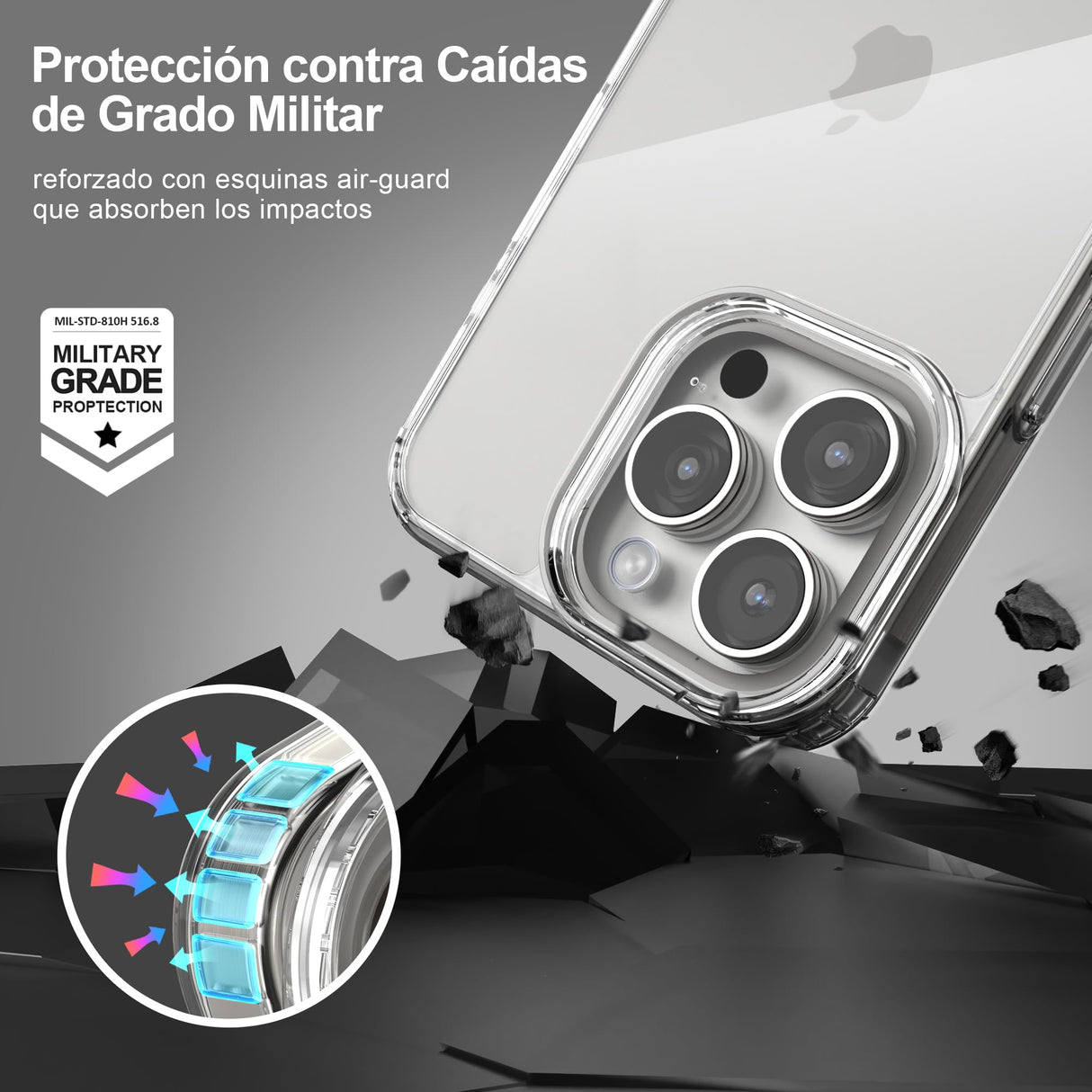 Zyporian Funda for iPhone 15 Pro MAX 6,7 Pulgadas, Transparente Carcasa Anti-Amarillo Fundas Antigolpes Antichoques Case Antiarañazos Slim Delgada Capa Marco TPU Suave y PMMA Duro Respaldo