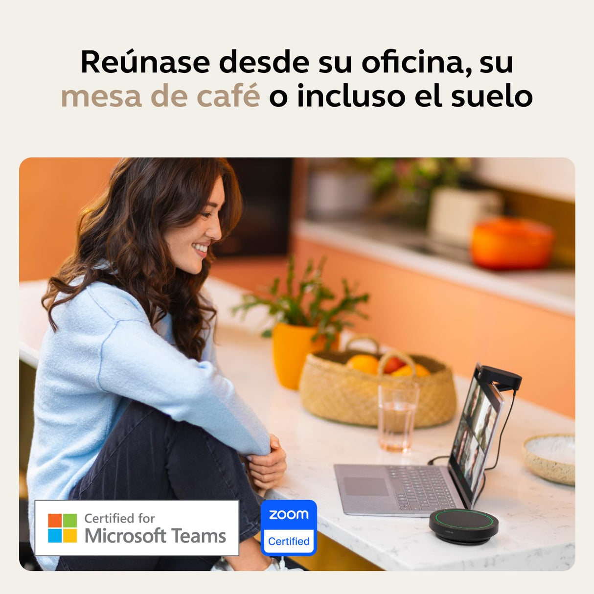 Jabra Speak2 40 Altavoz Portátil, 4 Micrófonos, Cancelación de Ruido, 50 mm de Alto Alcance, Audio de Banda Ancha y Conexiones USB-A y USB-C, Certificado para Zoom y Google Meet, Gris Oscuro