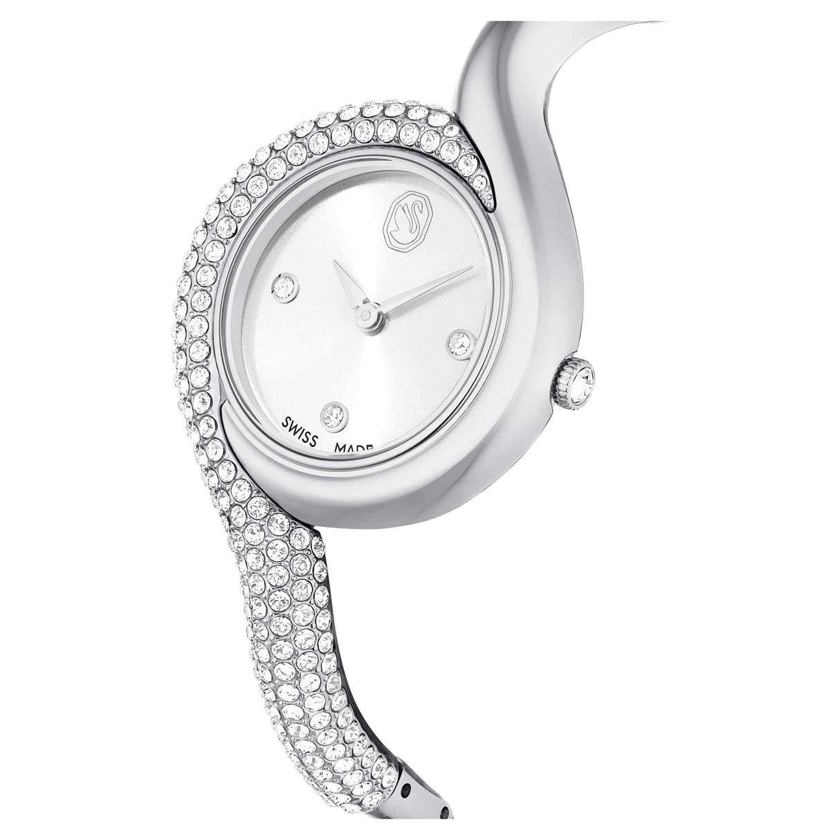 Swarovski Reloj Dextera Asymmetric, Fabricado en Suiza, Brazalete de Metal, Tono Plateado, Acero Inoxidable
