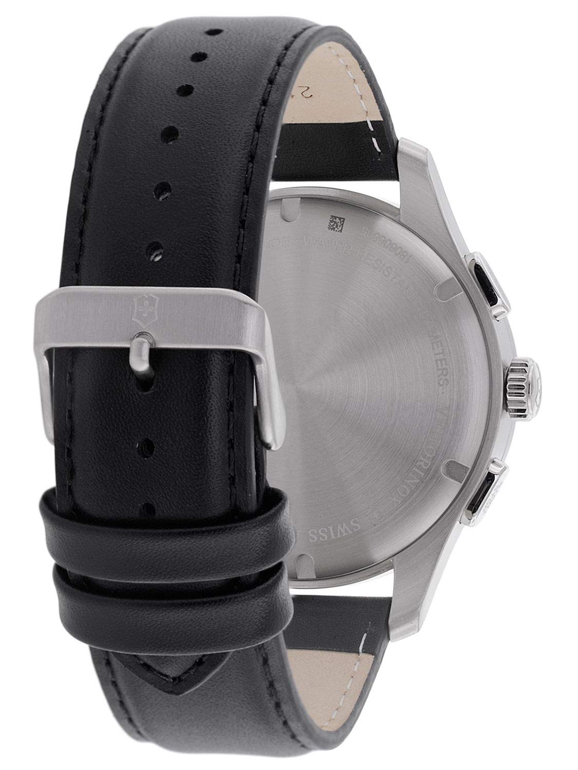 Victorinox Alliance Sport Chronograph Ø 44 mm Reloj de Pulsera de Hombre, Swiss Made, Cuarzo analógico, Sumergible hasta 100 m, Pulsera de Piel, Negro/Blanco