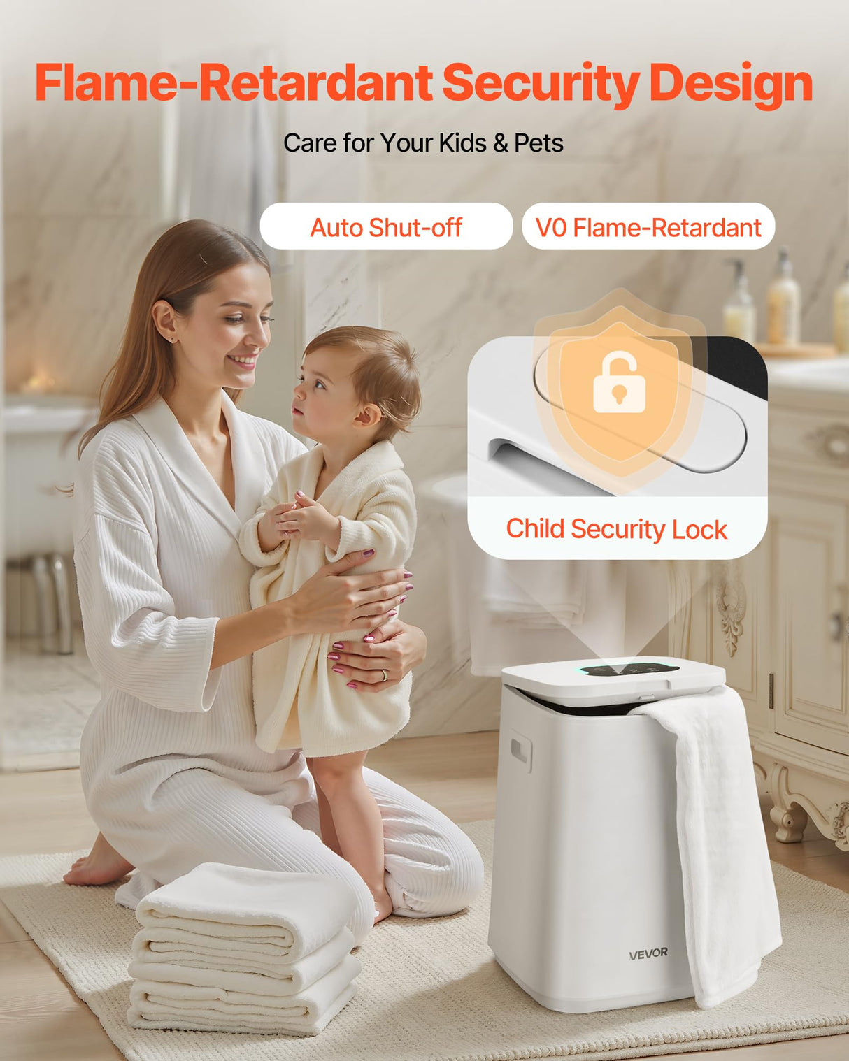 VEVOR Calentador de Toallas 20 L con Pantalla LED Calentador de Mantas Temporizador Ajuste de Temperatura Apagado Automático Cierre de Seguridad Secador de Toallas para SPA, Hogar, Baño, Blanco