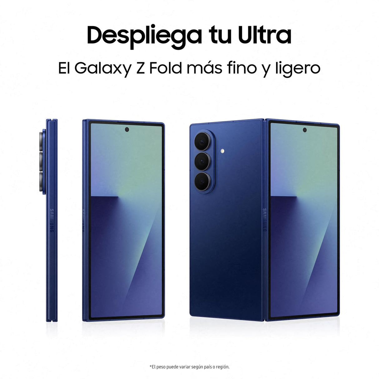 Samsung Galaxy Z Fold7 512GB - Galaxy AI, Ligero y Plegable, Pantalla Grande, Cámara 200MP, Memoria 12GB, Azul Intenso, Garantía del Fabricante 3 Años + 1 año Extra (Versión Española)