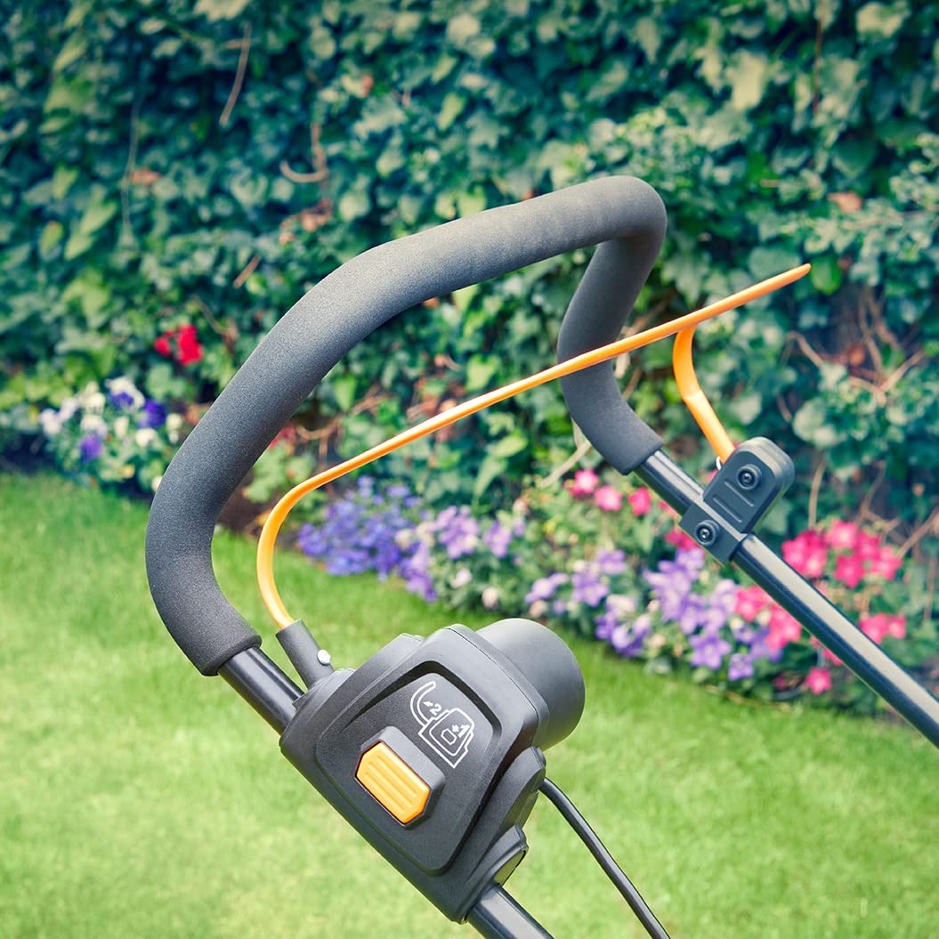 LawnMaster MEB1840M Cortacésped Eléctrico1800W 40cm, Altura de Corte 6 Niveles 20-70 mm, Bolsa de Recogida de 42L