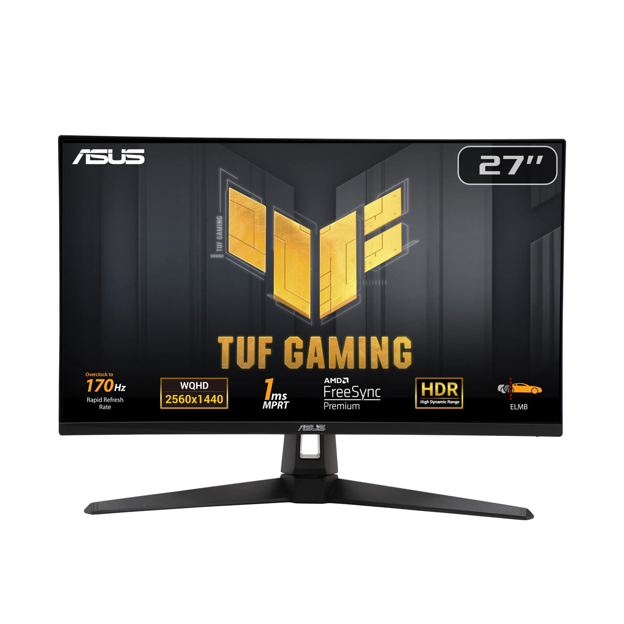 ASUS TUF Gaming VG27AQA1A - Monitor de 27" WQHD (2560x1440), Overclock 170Hz (por encima de 144Hz), Extreme Low Motion Blur, Freesync Premium, 1ms (MPRT), Shadow Boost, HDR, DisplayWidget Lite