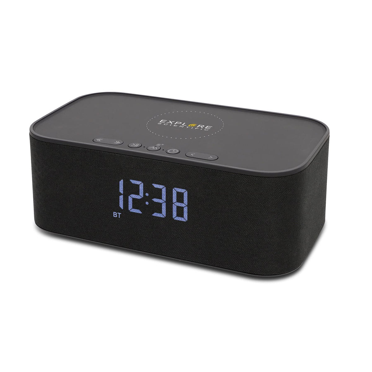 Explore Scientific BCC1001 - Altavoz estéreo Bluetooth con función de Despertador y Carga, Color Negro