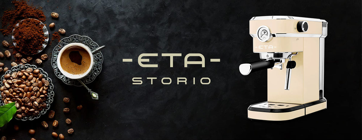 ETA Storio Portafilter I Beige I Espresso Machine I Boquilla de espuma de leche I 20 Bar I Tanque de agua de 750 ml I 1350 W