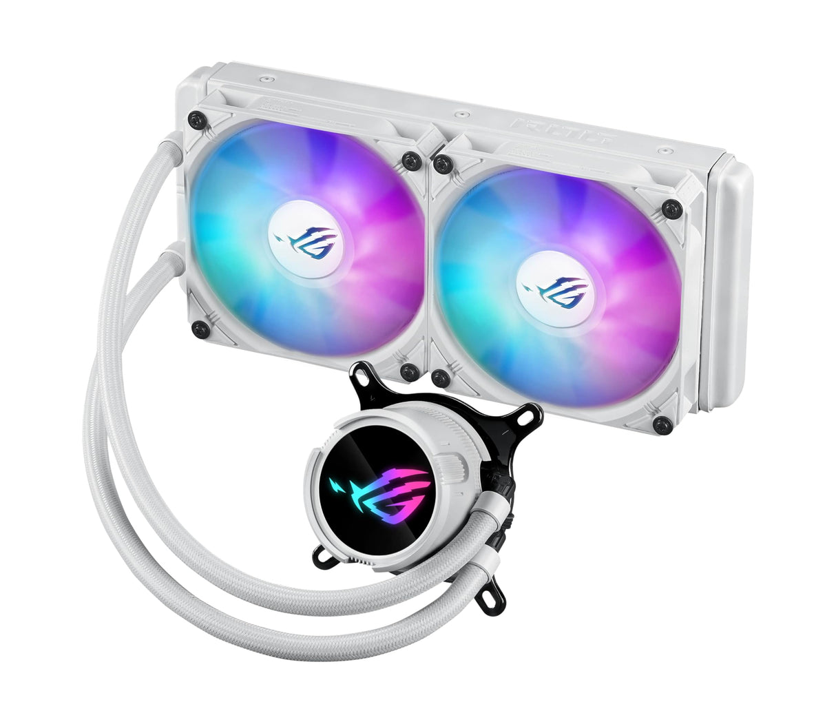 ROG Strix LC III 240 ARGB White Edition - Refrigerador líquido AiO con Bloque de Agua Giratorio 360°, Bomba Gen7 v2 de Asetek, Ventiladores ROG ARGB y Efectos de iluminación Aura Personalizados