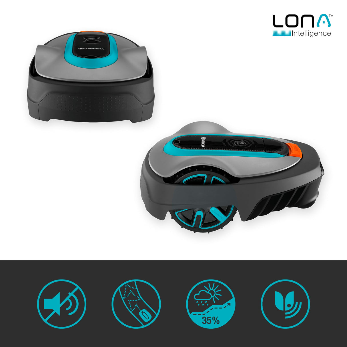 Gardena Robot cortacésped Smart SILENO City 500 m²: tecnología Lona AI, Control con aplicación, SensorControl, para Pendientes máx. 35 por ciento, Incl. Pasarela Inteligente, versión ES (19602-74)