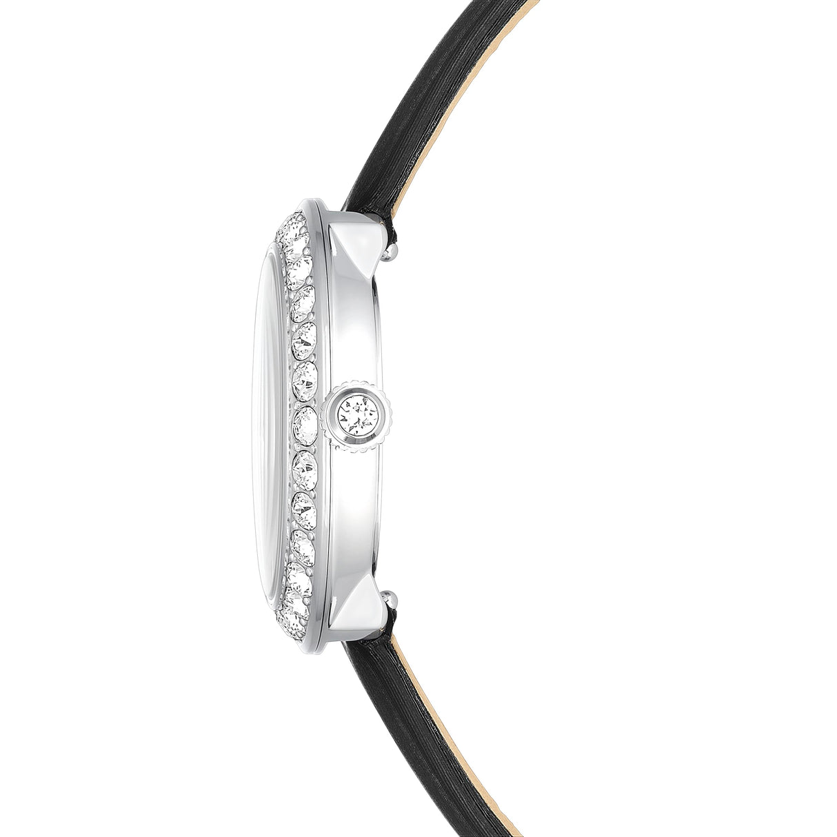 Swarovski Reloj Matrix Tennis, Fabricado en Suiza, Correa de Piel, Negro, Acero Inoxidable