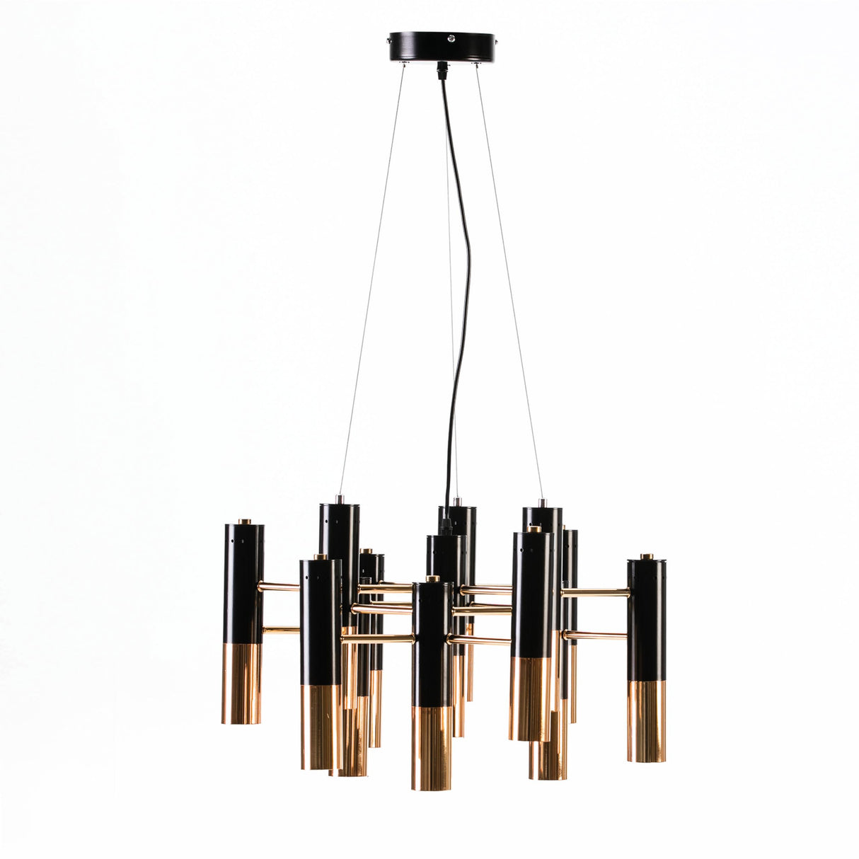 LAMPARA DE TECHO 59X52X133 METAL DORADO/NEGRO CON BOMBILLAS