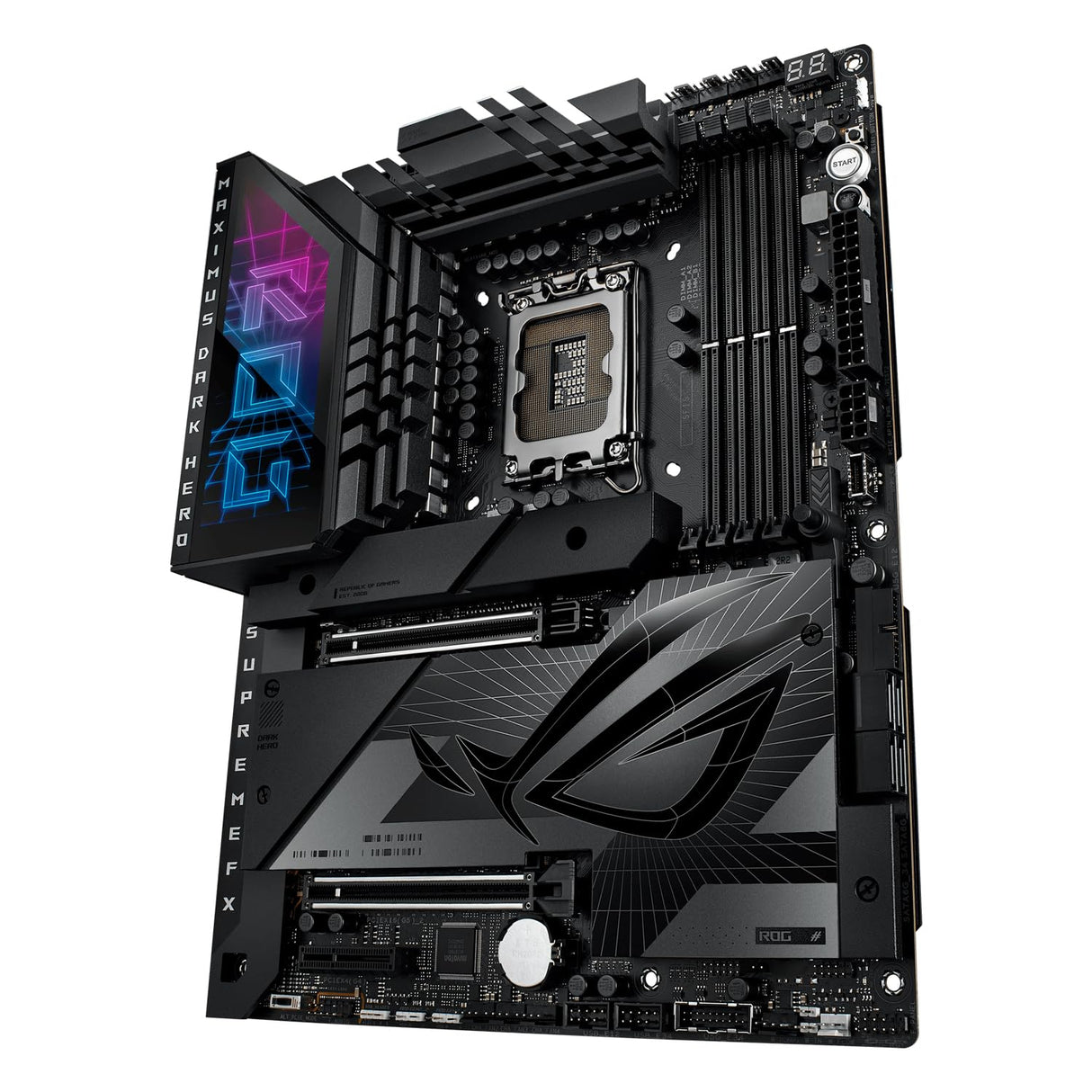 ASUS ROG Maximus Z790 Dark Hero - Placa Base Intel Z790 LGA 1700 ATX con 20+1+2 DrMos, DDR5, Wi-Fi 7, M.2, SSD PCIe 5.0, Q-Release, Thunderbolt 4, Quick Charge 4+, IA, Aura Sync con Polymo Lighting