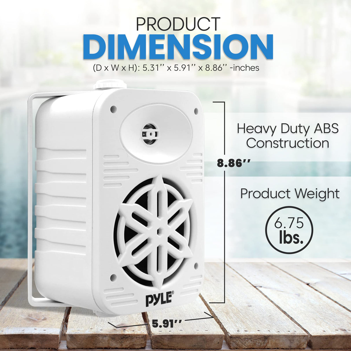 Pyle Altavoces para Interior y Exterior – 500 W, 2 Altavoces Blancos de 5,25" Impermeables, Sistema de 2 Vías con Tweeter de ½, para Casa, Barco, Terraza y Piscina