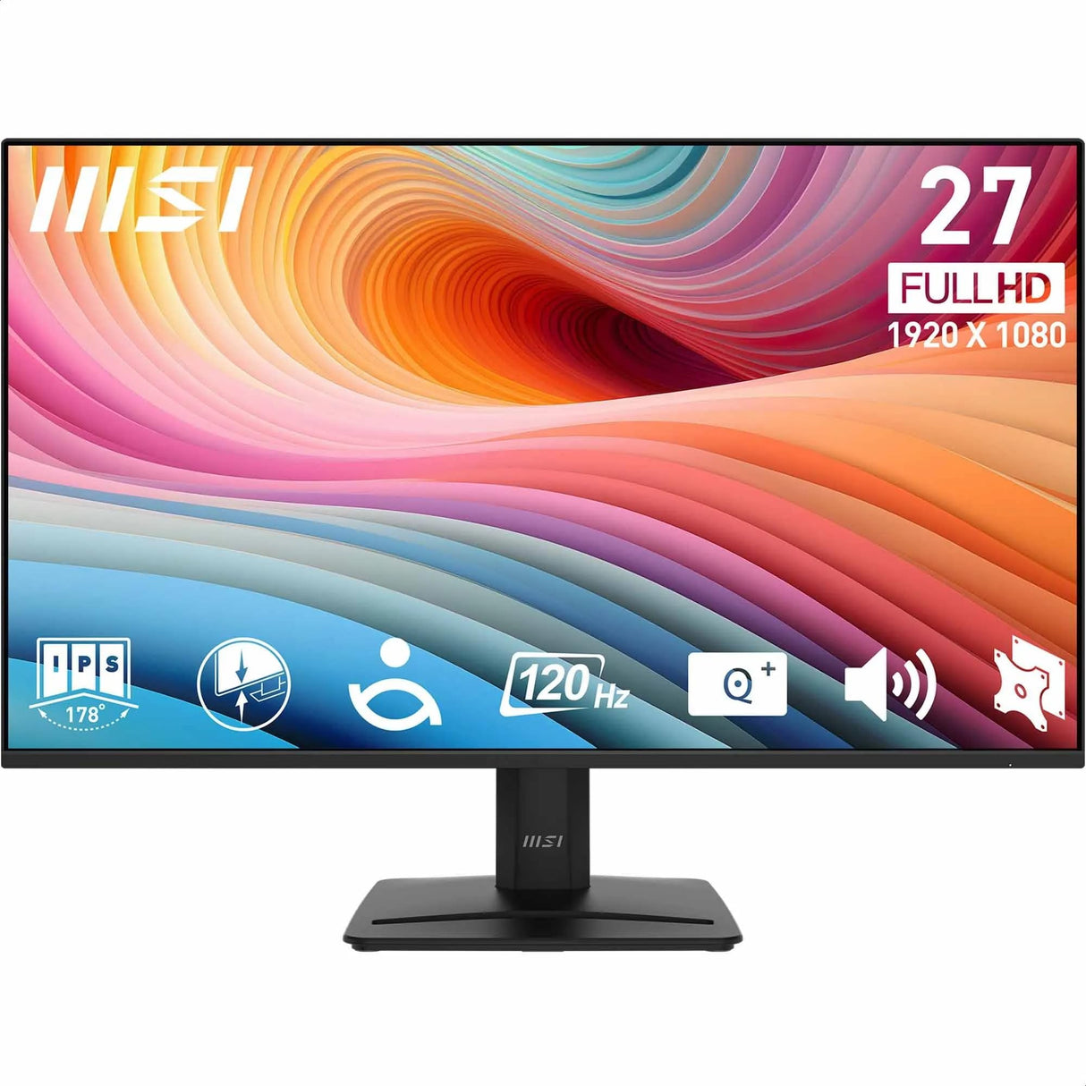 MSI Pro MP275 E2 - Pantalla de Escritorio (27 Pulgadas, Full HD), Pantalla IPS 1920 x 1080, sin Bordes, 120 Hz, Respetuoso con los Ojos, Altavoces incorporados, Tilt-Adjustable - HDMI 2.0, DP (1.2a