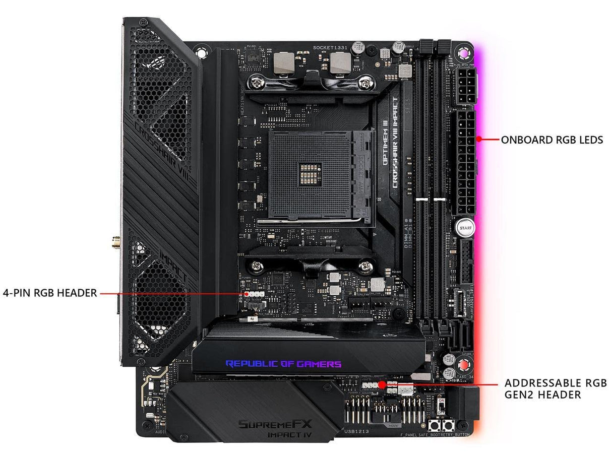 ASUS Placa Base AM4 ROG Crosshair VIII Impact M-DTX/2XDDR4/4XSATA6/1XUSB-C/1XUSB2.0/1XUSB 3.2 90MB11Q0-M0EAY0, Aluminium