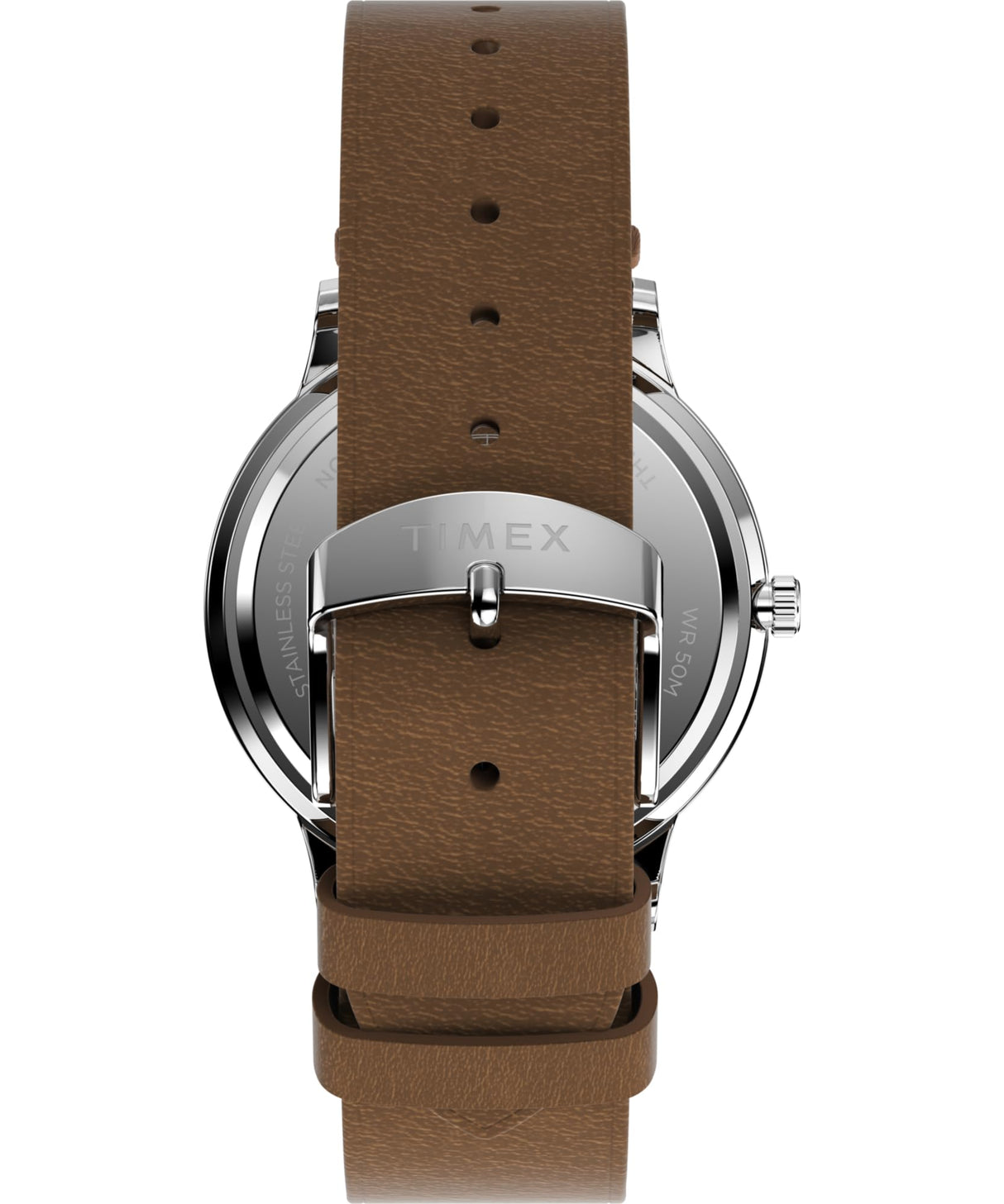 Timex Waterbury - Reloj de 40 mm para hombre, correa de cuero marrón, esfera color crema, caja de acero inoxidable TW2W50600