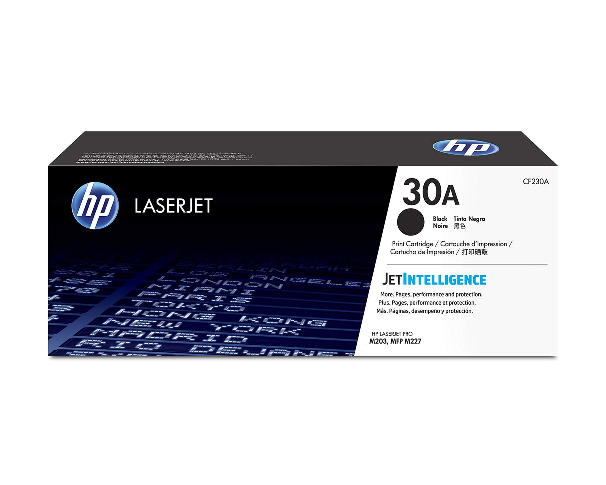 HP 30A CF230A, Negro, Cartucho Tóner Original, de 1.600 páginas, para impresoras HP LaserJet Pro M203dw, MFP M227fdw, M203dn, MFP M227sdn y MFP M227fdn
