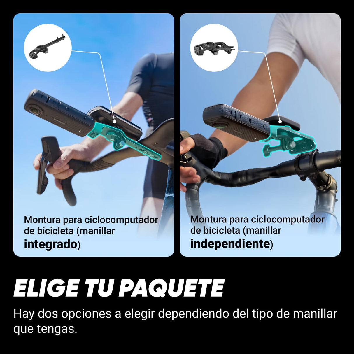 Insta360 X4 Paquete de Ciclismo en Carretera (Integrado) - Cámara de acción Impermeable 8K 360, Vídeo 4K Gran Angular, Efecto Selfie Stick Invisible, Protectores de Lente Extraíbles, 135 Min Batería