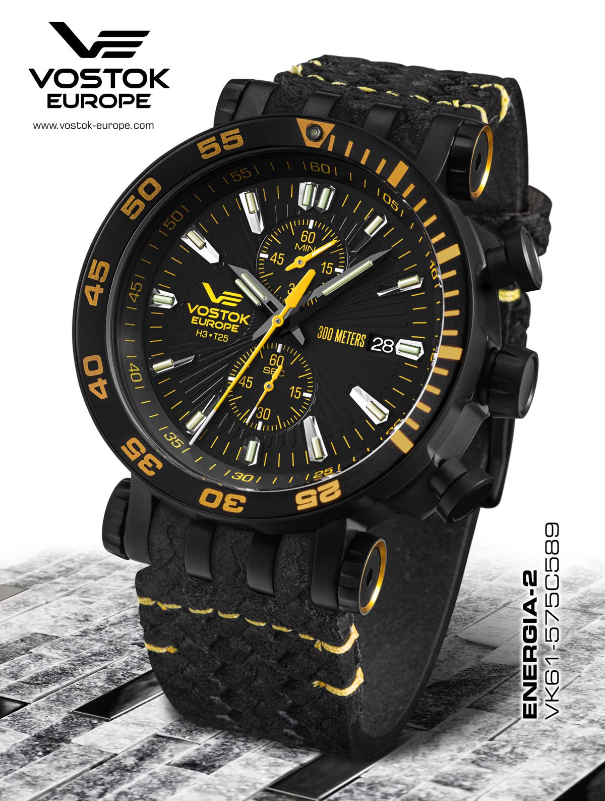 Vostok Europe Reloj Analógico para Hombres de Cuarzo con Correa en Cuero VK61-575C589