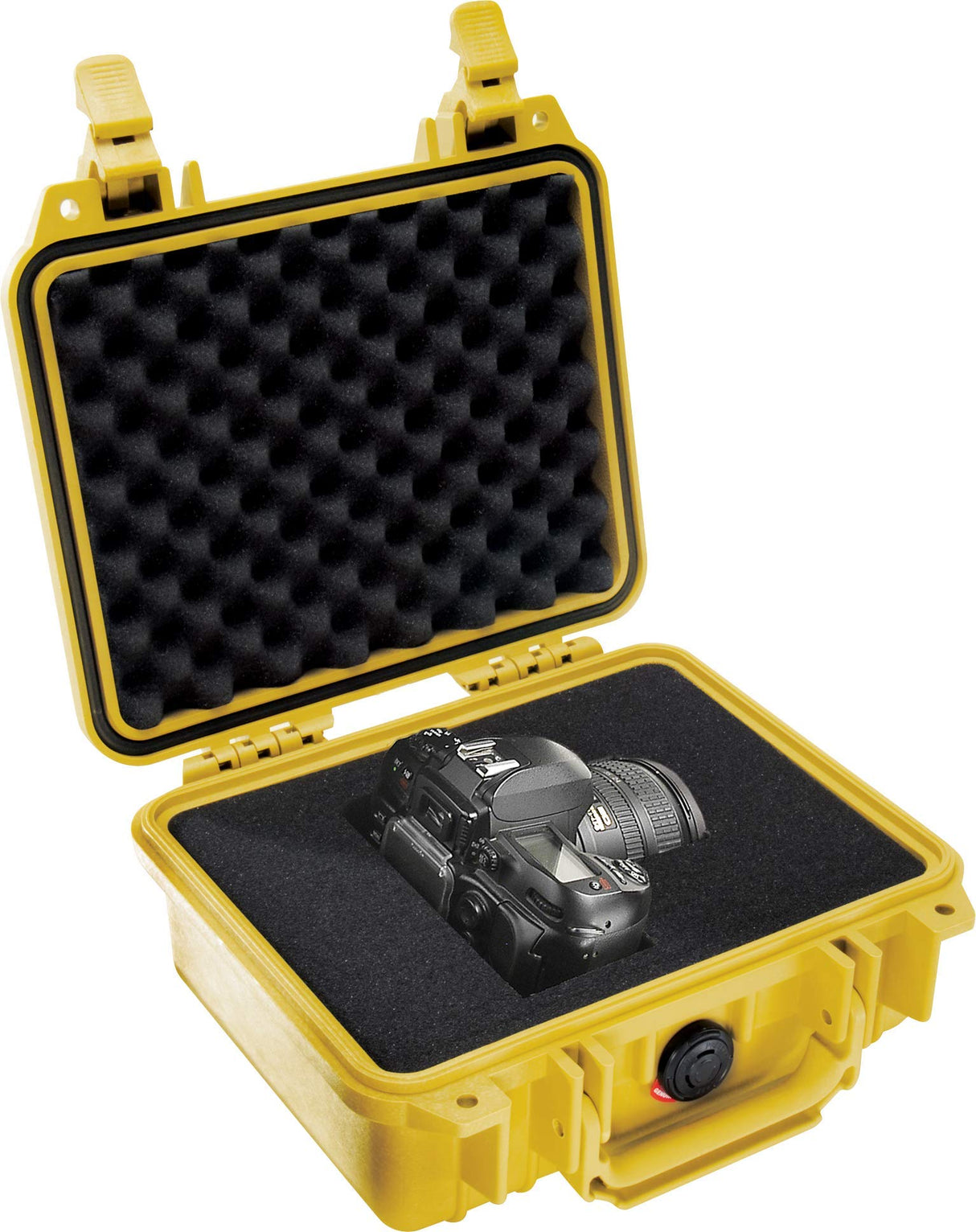 PELI 1200 Maleta para cámaras DSLR, o Réflex y Flashes, Objetivos y Otros Accesorios, IP67 estanca, 4L de Capacidad, Fabricada en EE.UU., con Espuma Personalizable, Color Amarillo