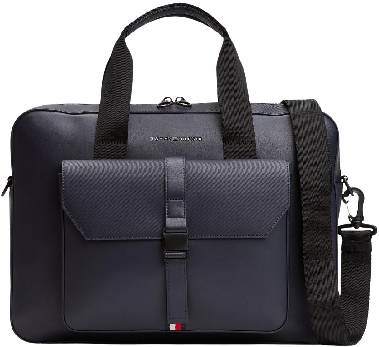 Tommy Hilfiger Maletín para portátil Hombre Foundation con correa para hombro, Azul (Space Blue), Talla Única