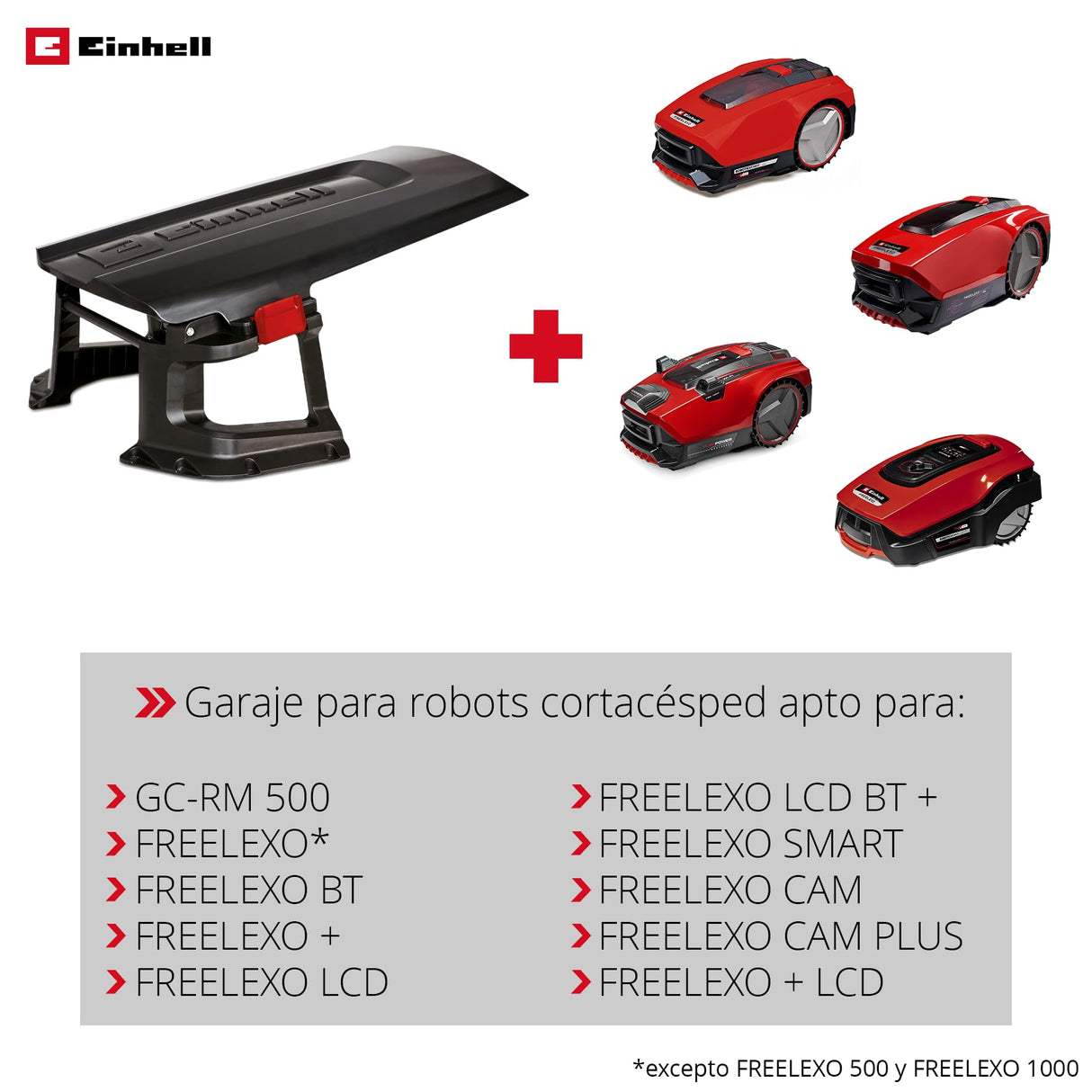 Einhell Original Garaje de robot cortacésped (adecuado para el GC-RM 500 y la serie Freelexo completa, protección contra la intemperie frente a lluvia, sol y precipitaciones, montaje sencillo)