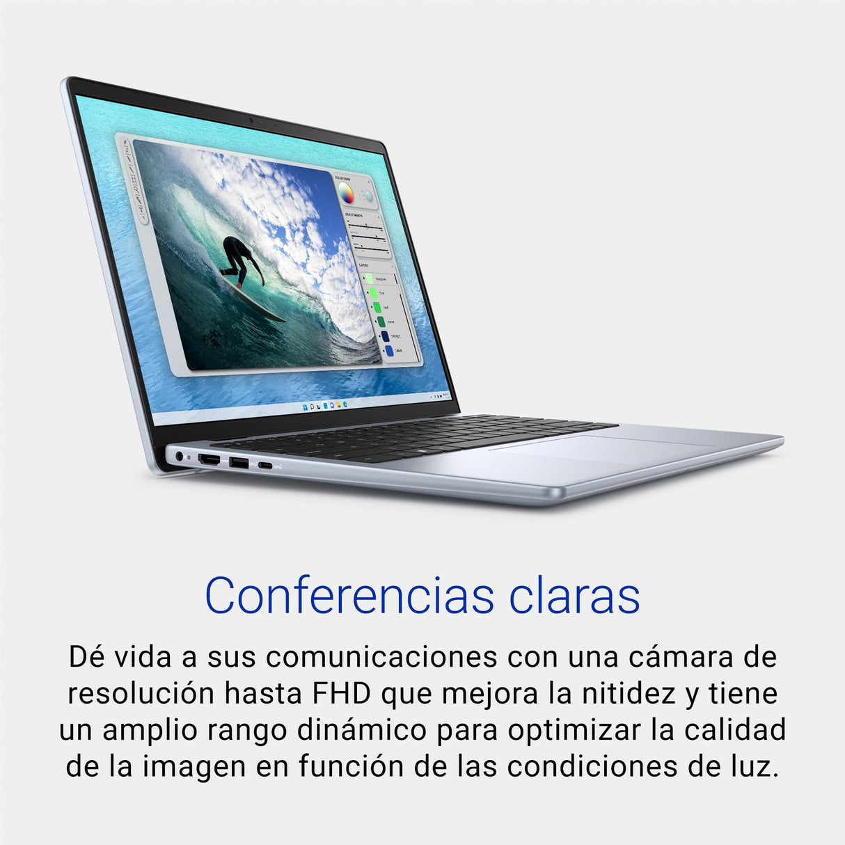 Dell Inspiron 14 5440 Ordenador Portátil de 14" FHD+, Intel Core i5-1334U, Intel Iris Xe Graphics, 16GB RAM, 512GB SSD, Fingerprint Reader, Windows 11, Teclado retroiluminado QWERTY Español, Ice Blue