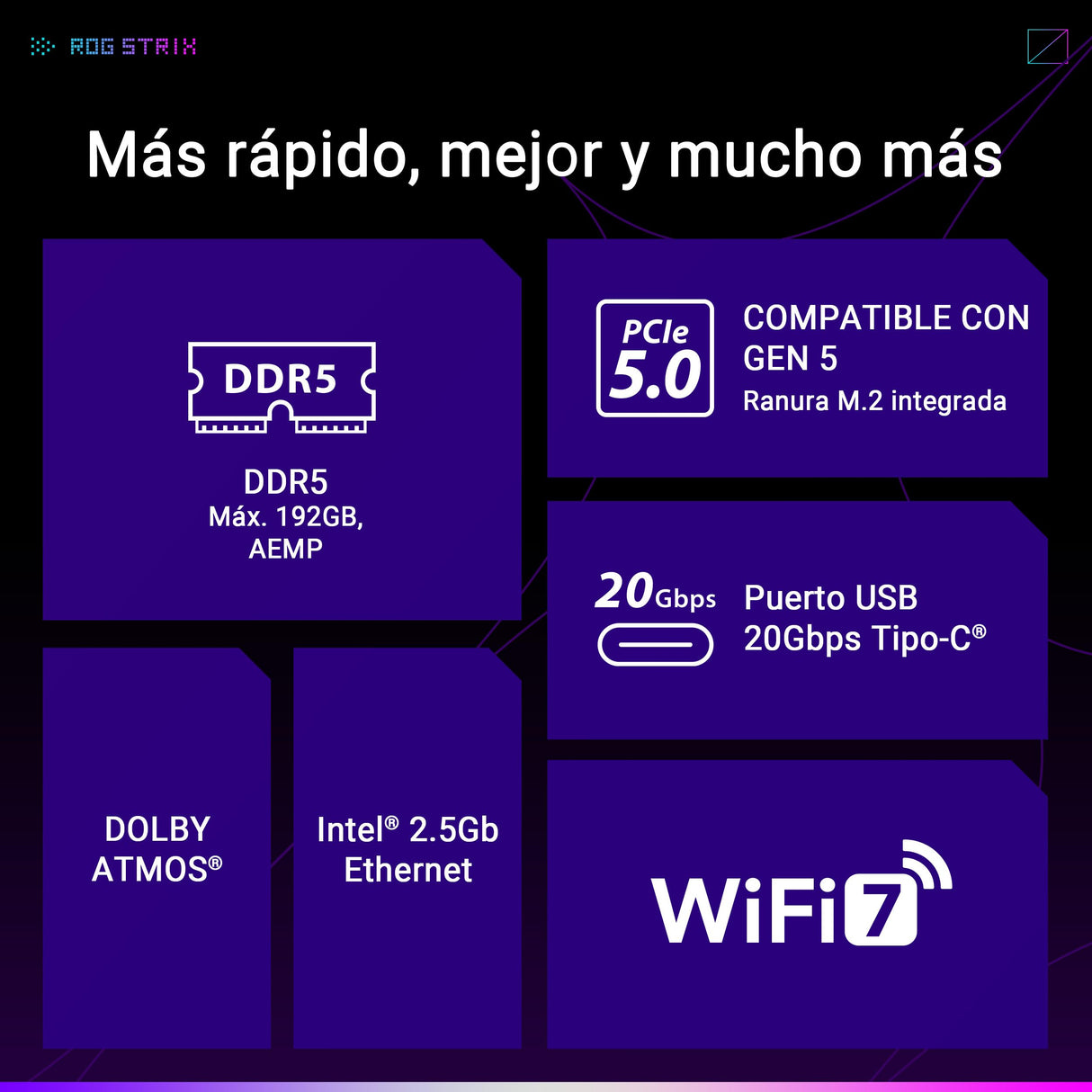 ASUS ROG Strix B850-A Gaming WiFi - Placa Base AMD ATX, 14+2+2 etapas de Potencia, DDR5, Cuatro Ranuras M.2, PCIe 5.0, WiFi 7, USB Tipo-C 20 Gbps y Aura Sync RGB