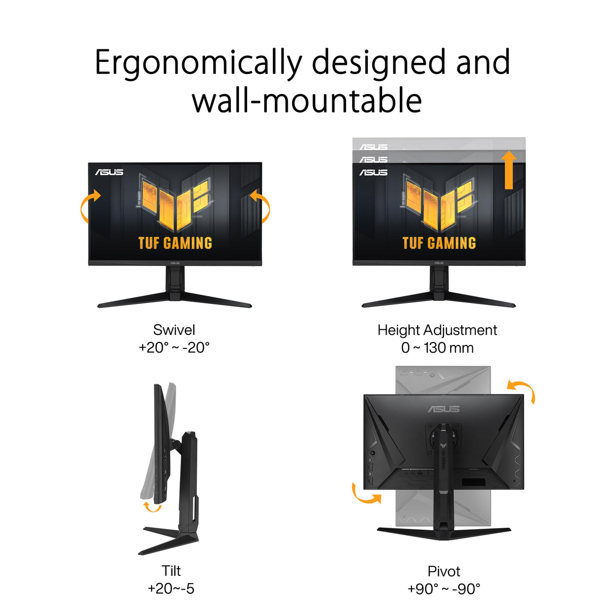 ASUS Monitor de juegos TUF Gaming VG27AQML1A 27" (QHD (2560x1440), overclock de hasta 260Hz (240Hz nativo), ELMB Sync, FreeSync Premium, 1ms (GTG), Overdrive Variable, 100% sRGB, DisplayHDR 400)