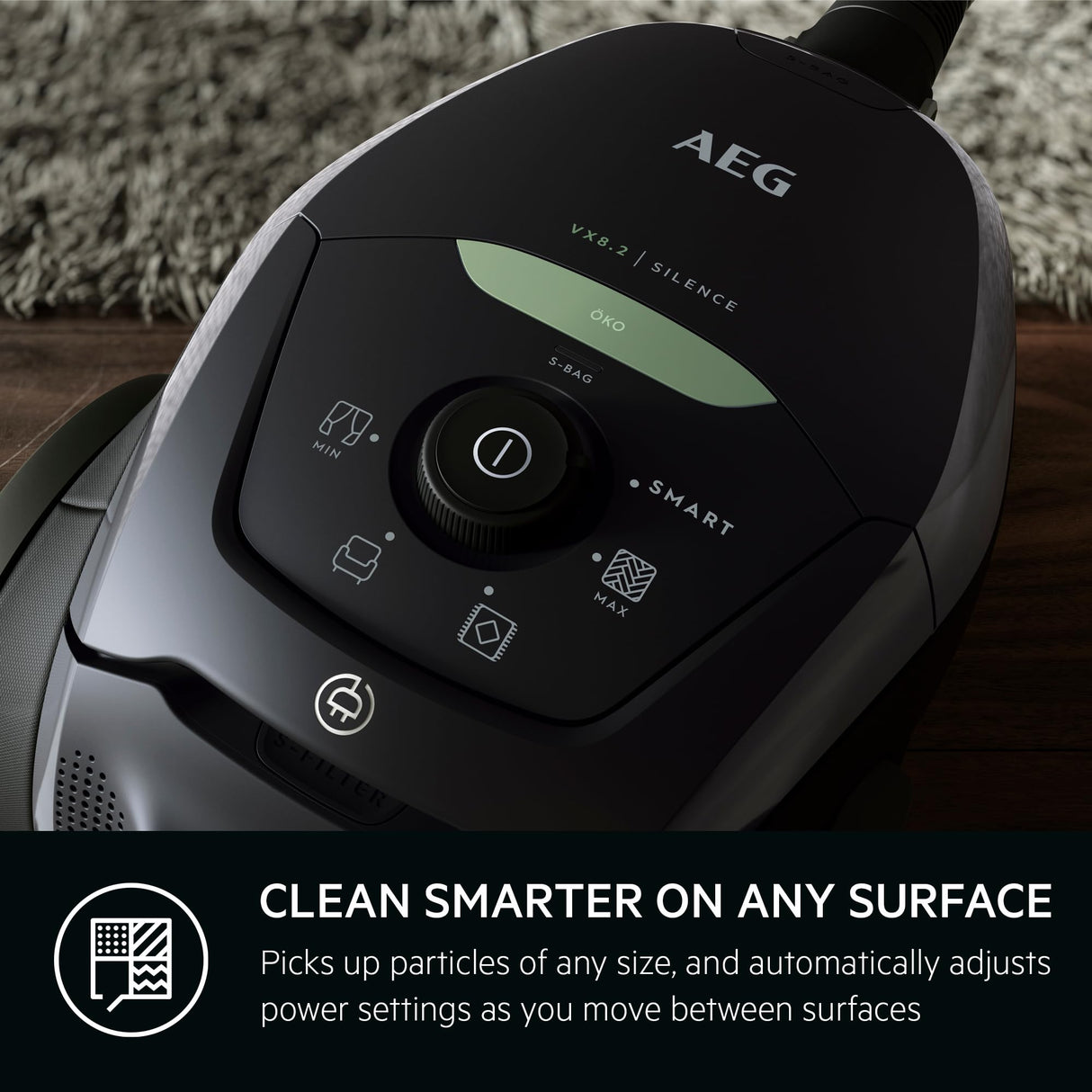 AEG VX82-1-ÖKO Aspirador con Bolsa, 75% Material Reciclado, Negro