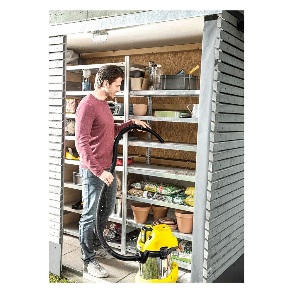 Kärcher 36 V Aspirador multiuso WD 3 Battery Premium, aspiración en seco y húmedo, filtro de cartucho, manguera: 2 m, capacidad: 17 l, potencia: 300 W, compatible con batería 36 V, batería no incl.