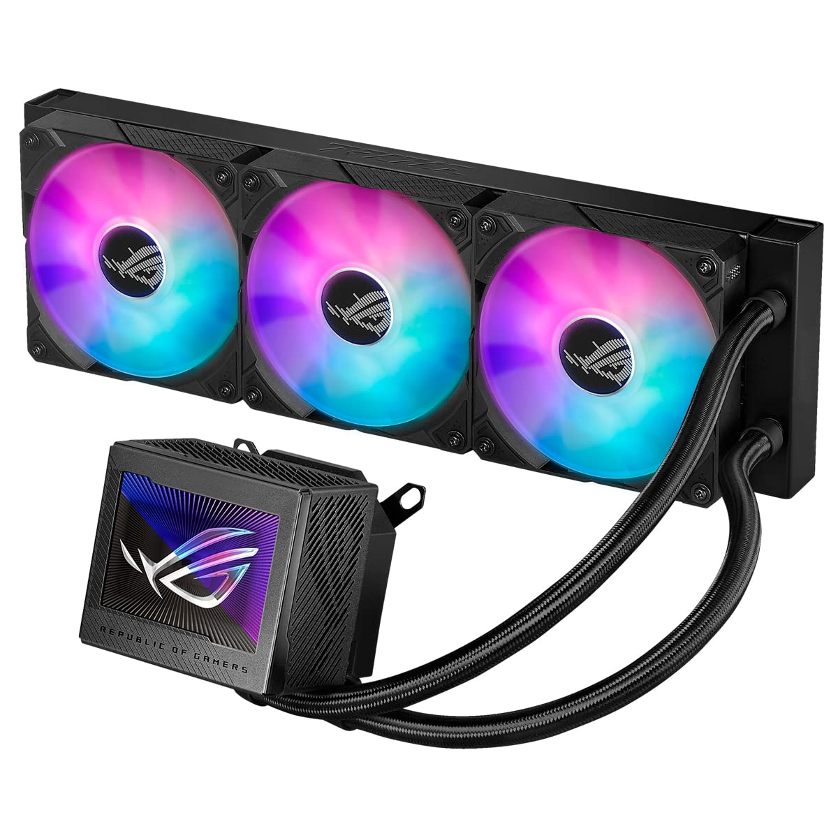ROG Ryujin III 360 ARGB - Kit de Refrigeración líquida CPU, radiador de 400mm, bomba Asetek 8ª gen., 3 ventiladores de 120mm, pantalla LCD de 3,5", compatible con Intel LGA 1700, 115x, 1200 y AM4, AM5