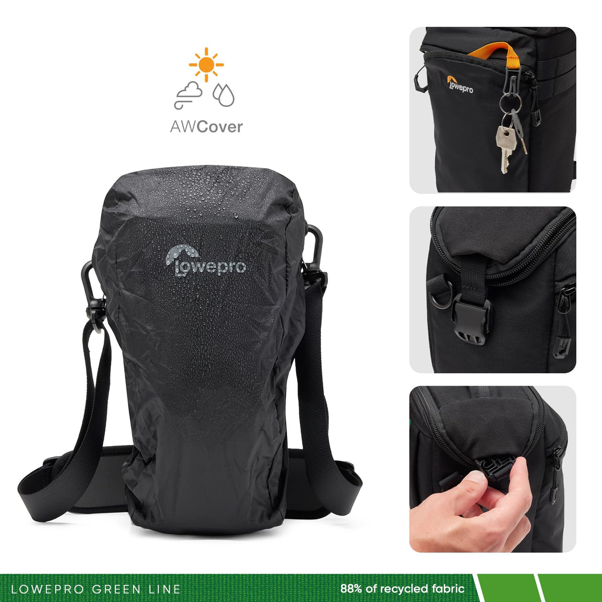 Lowepro ProTactic TLZ 70 Slim AW III Toploader Camera Bag, Camera Case for DSLR, Mirrorless, Vol. 4L Dim: 31x10.5x14cm for Cameras w/Lens Attached, Modular Shoulder Bag, for Photographer/Videographer