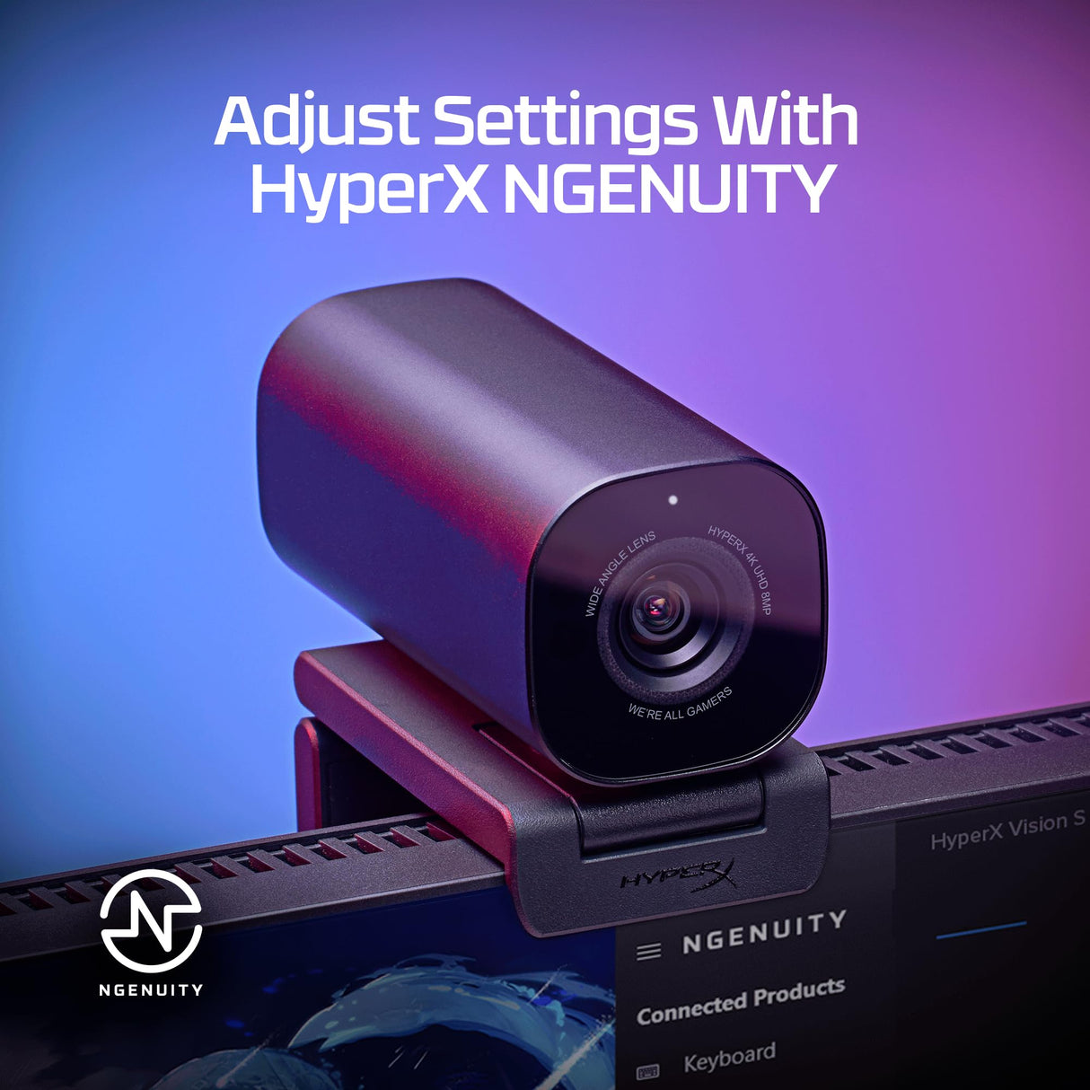 HyperX Vision S - Webcam para Streaming y creacion de Contenido, 4K a 30fps, FHD 1080p a 60fps, Youtube, Gaming Twitch, PC/Mac, Negro