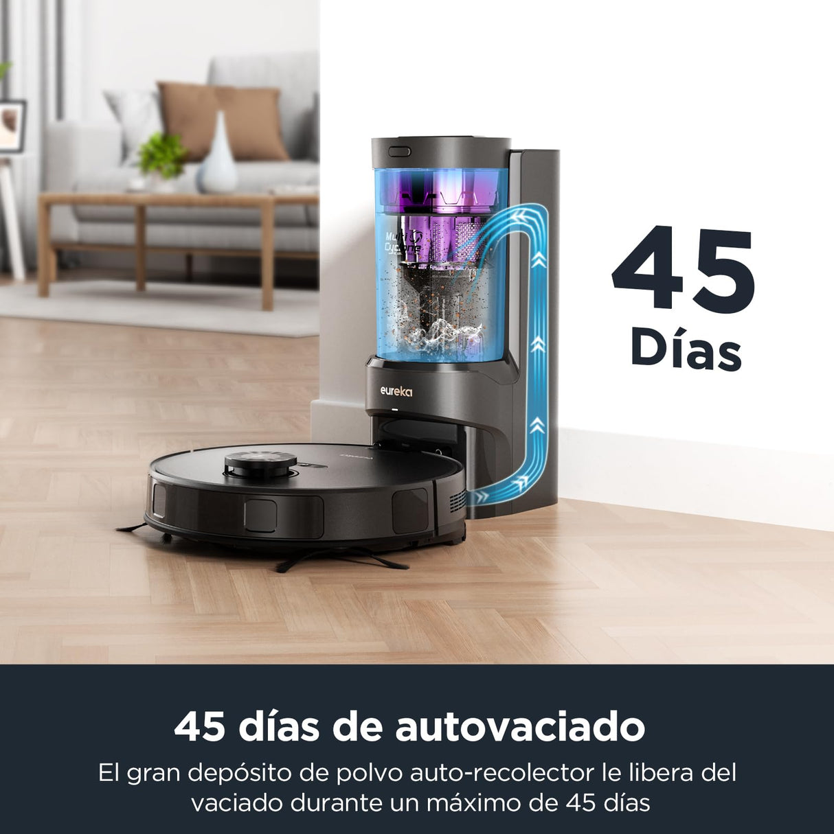 Eureka NERE10s Robot Aspirador y Fregasuelos con Vaciado automático de Polvo,Aspirador Robot 4000 Pa,Autonomía 180 min,Detección Obstáculos Navegación LiDAR,App Control para moquetas y Suelos Duros
