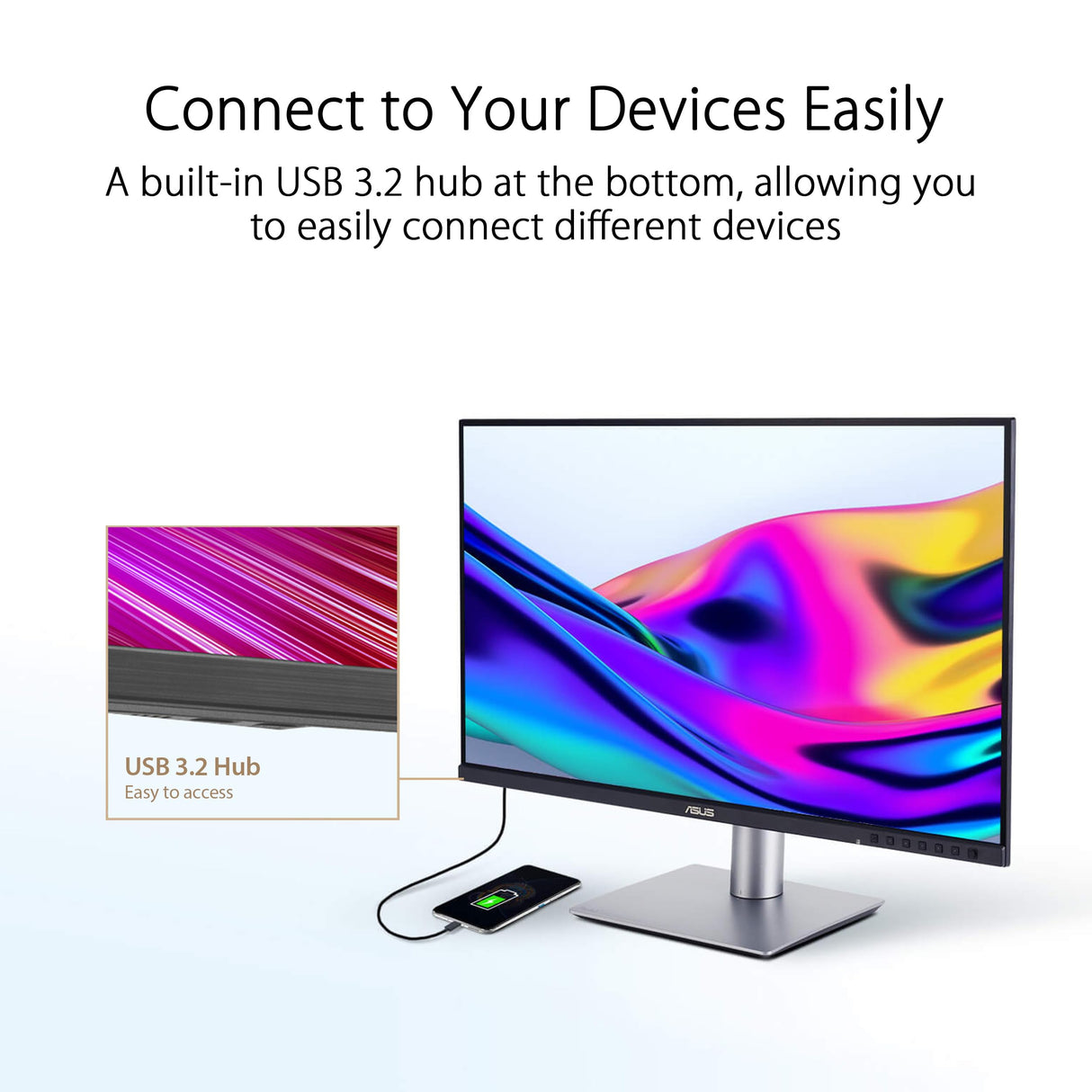 ASUS ProArt Display PA24ACRV - Monitor Profesional de 23,8 Pulgadas, IPS, QHD(2560x1440), 95% DCI-P3, ΔE<2, USB-C, VESA DisplayHDR 400, VESA MediaSync, Soporte ergonómico, Sostenibilidad ecológica