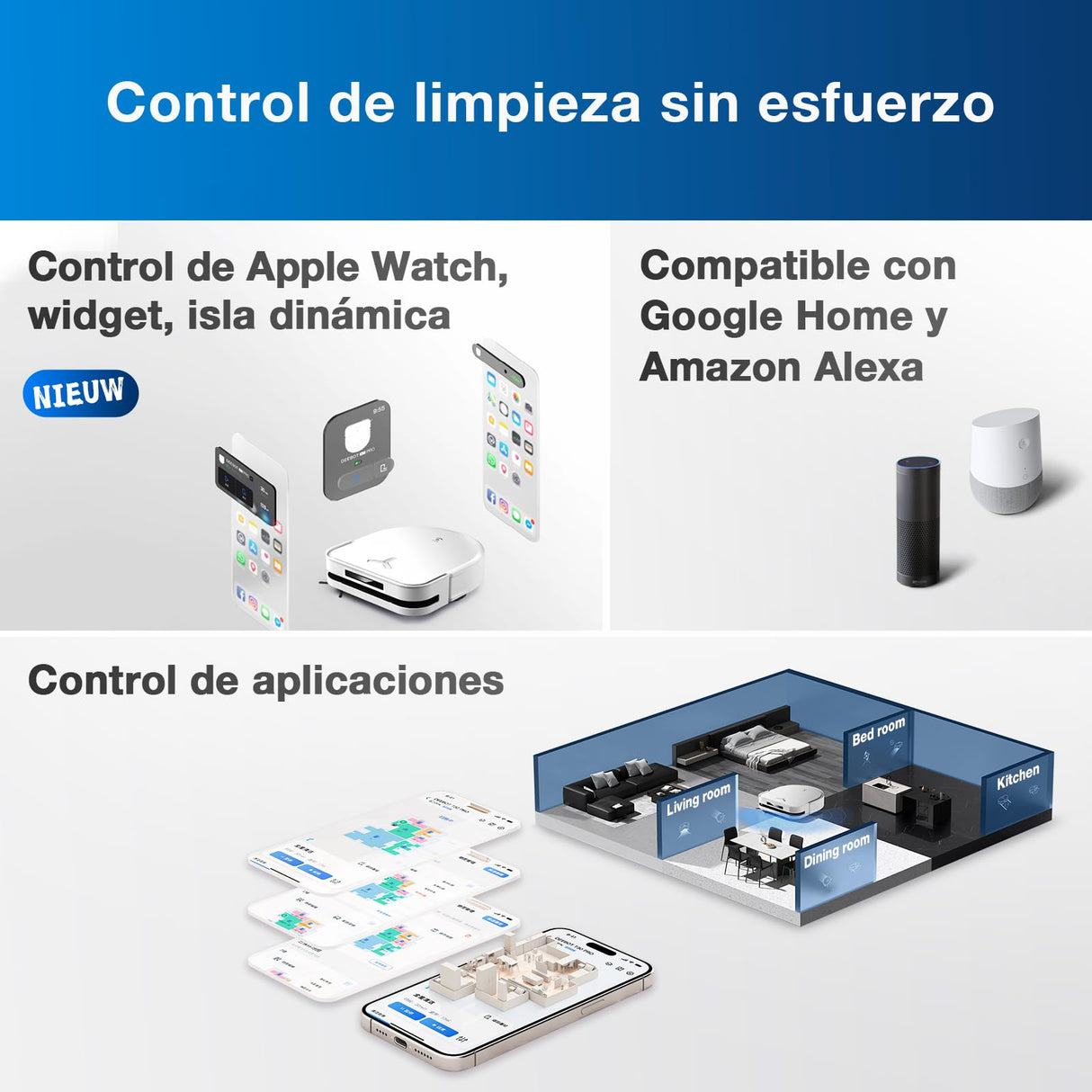 ECOVACS DEEBOT X5 Omni Aspiradora Robot con estación Todo en uno, 12800 Pa, ZeroTangle, fregado de Bordes Adaptable TruEdge™, fregado con Agua Caliente a 70 ℃