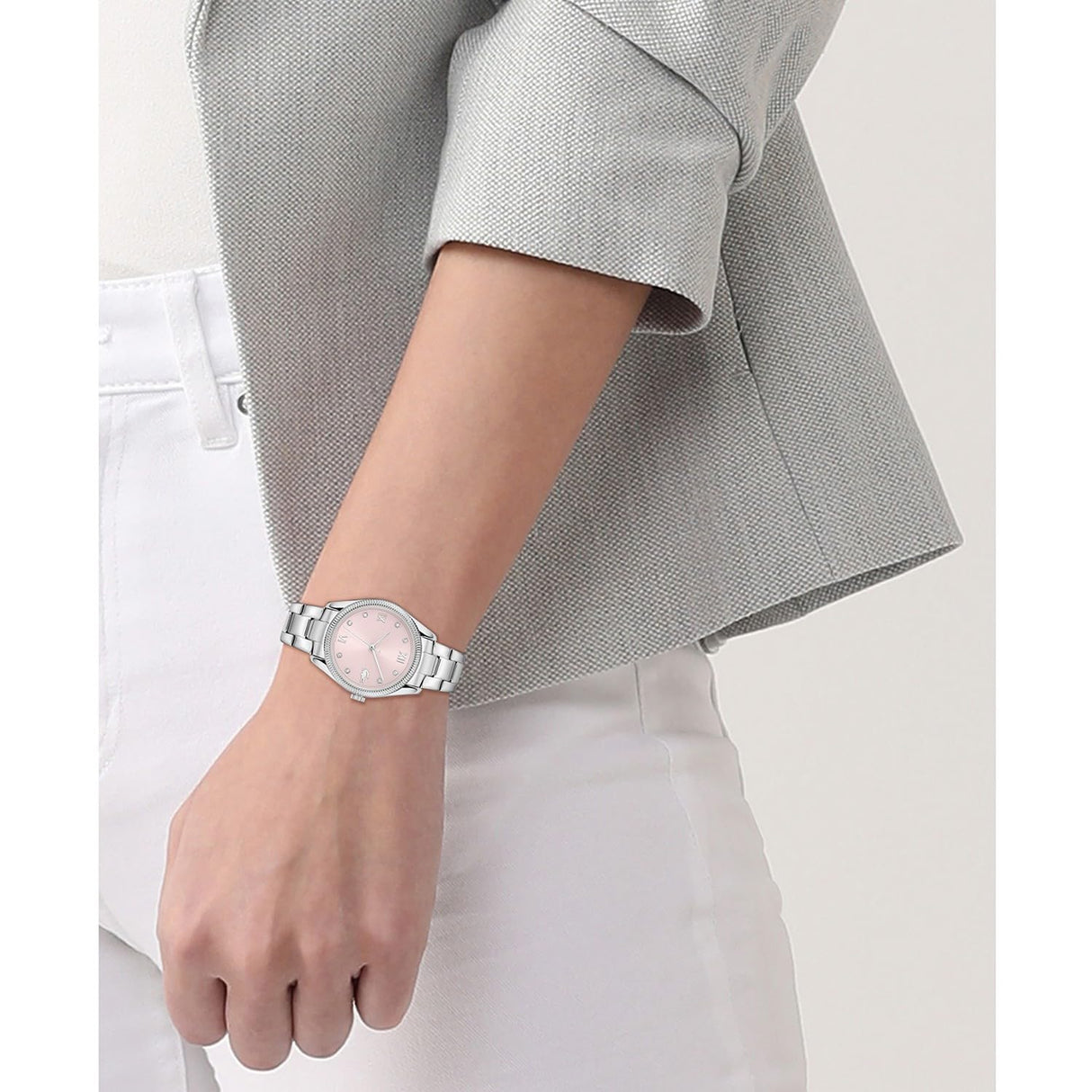 Lacoste Reloj con Movimiento de Cuarzo de Tres Manecillas para Mujer Colección Parisienne con Correa de Acero Inoxidable Plateada - 2001422