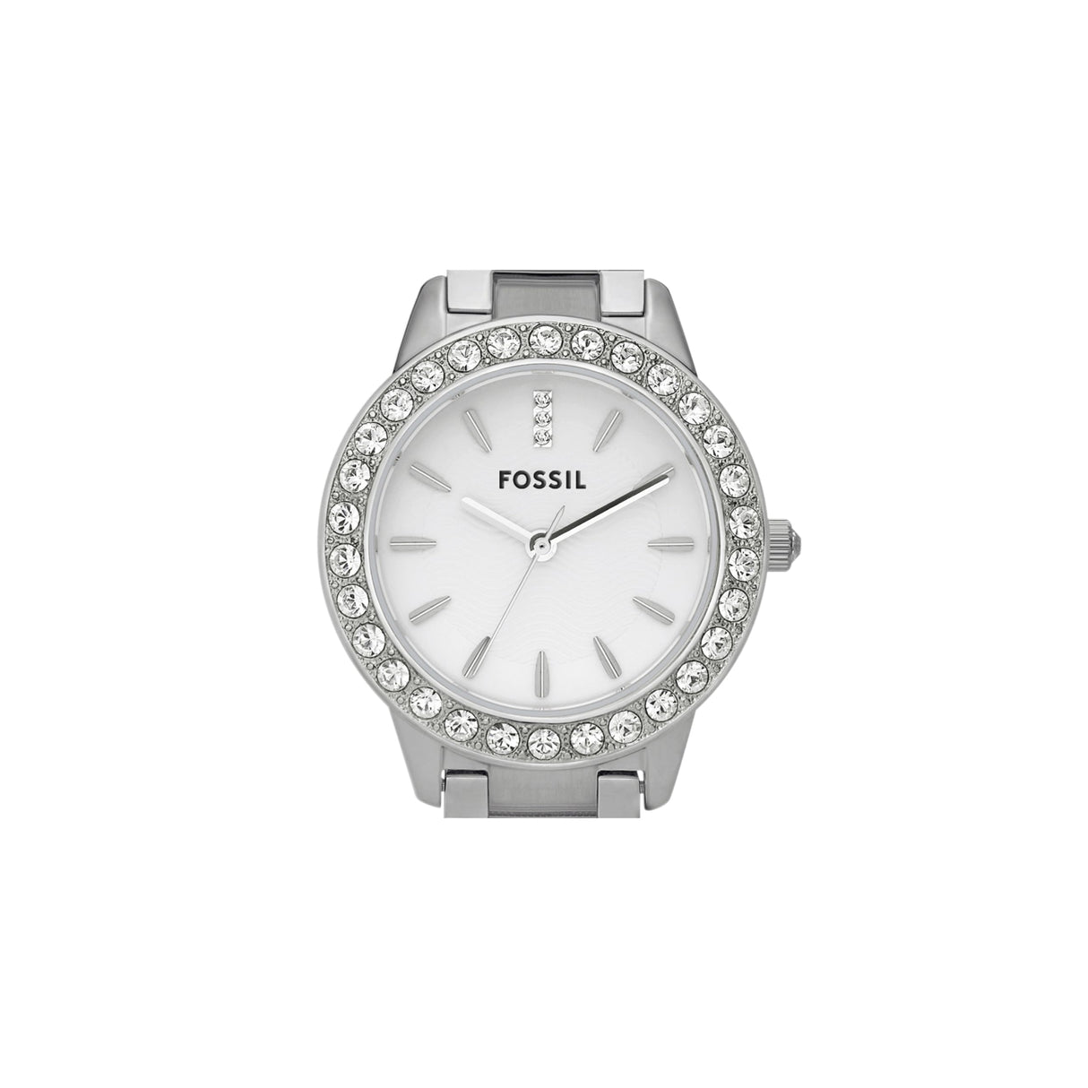 Fossil Jesse Reloj para mujer, movimiento de cuarzo con correa de acero o piel, Tono plateado y purpurina, 34MM